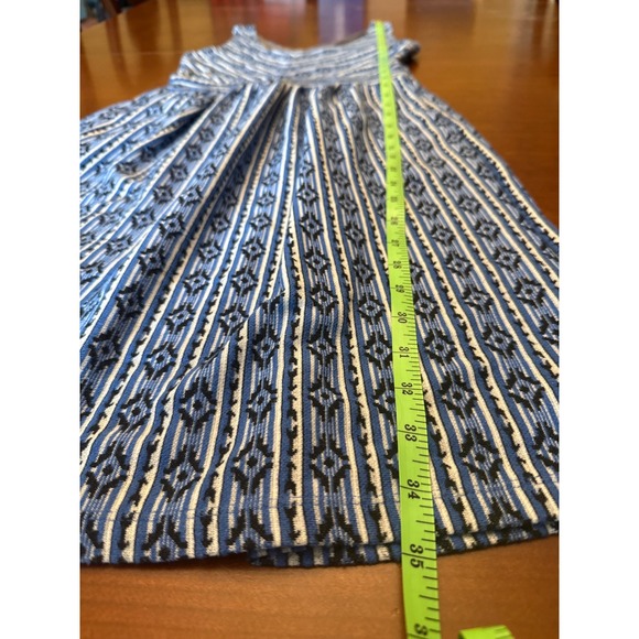 Maeve anthropologie dress size 0 blue tank cotton blend knit flare lazuli Aztec - Picture 11 of 13